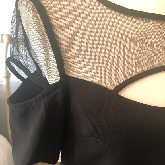 TOBI brand black tunic blouse with mesh and cut out detailing - Picture 8 of 16